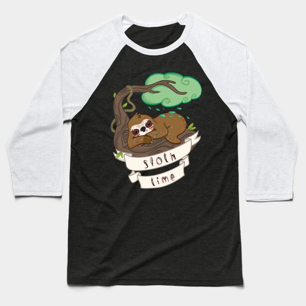 Be lazy Be Sloth ! Baseball T-Shirt by lunaticpark